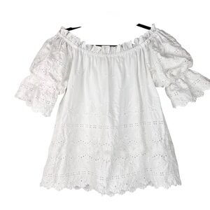 Tyler Boe White Eyelet Top Sz M Cotton Cottagecore